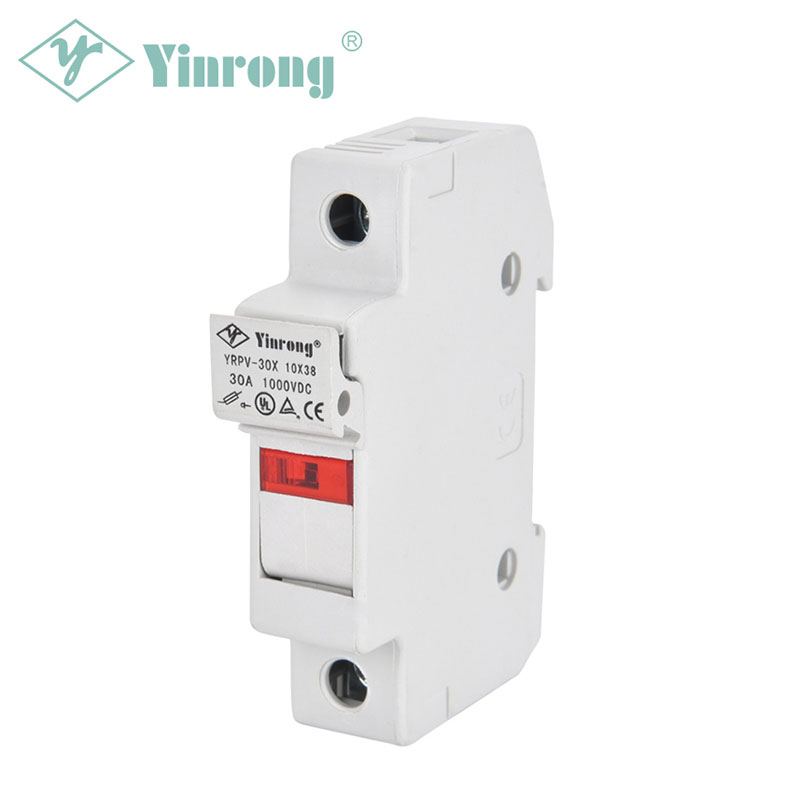 1000VDC 30A 10×38mm সৌর PV DIN রেল ফিউজ হোল্ডার ইন্ডিকেটর লাইট সহ